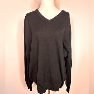 Sz M Jos A Bank classic black v neck sweater wool blend